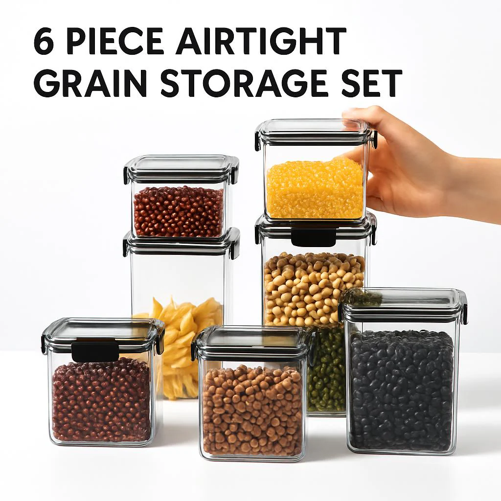 Eco-Friendly 6 Piece Airtight Grain Storage Set - Image 3
