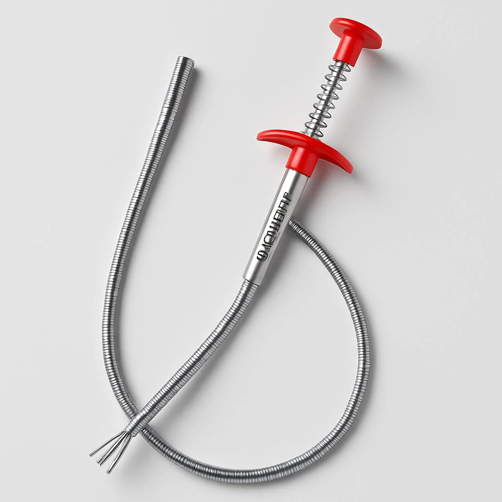 Eco-Friendly Drain Clog Remover Tool - Metal Shaft, Red Handle, 60cm - Image 12