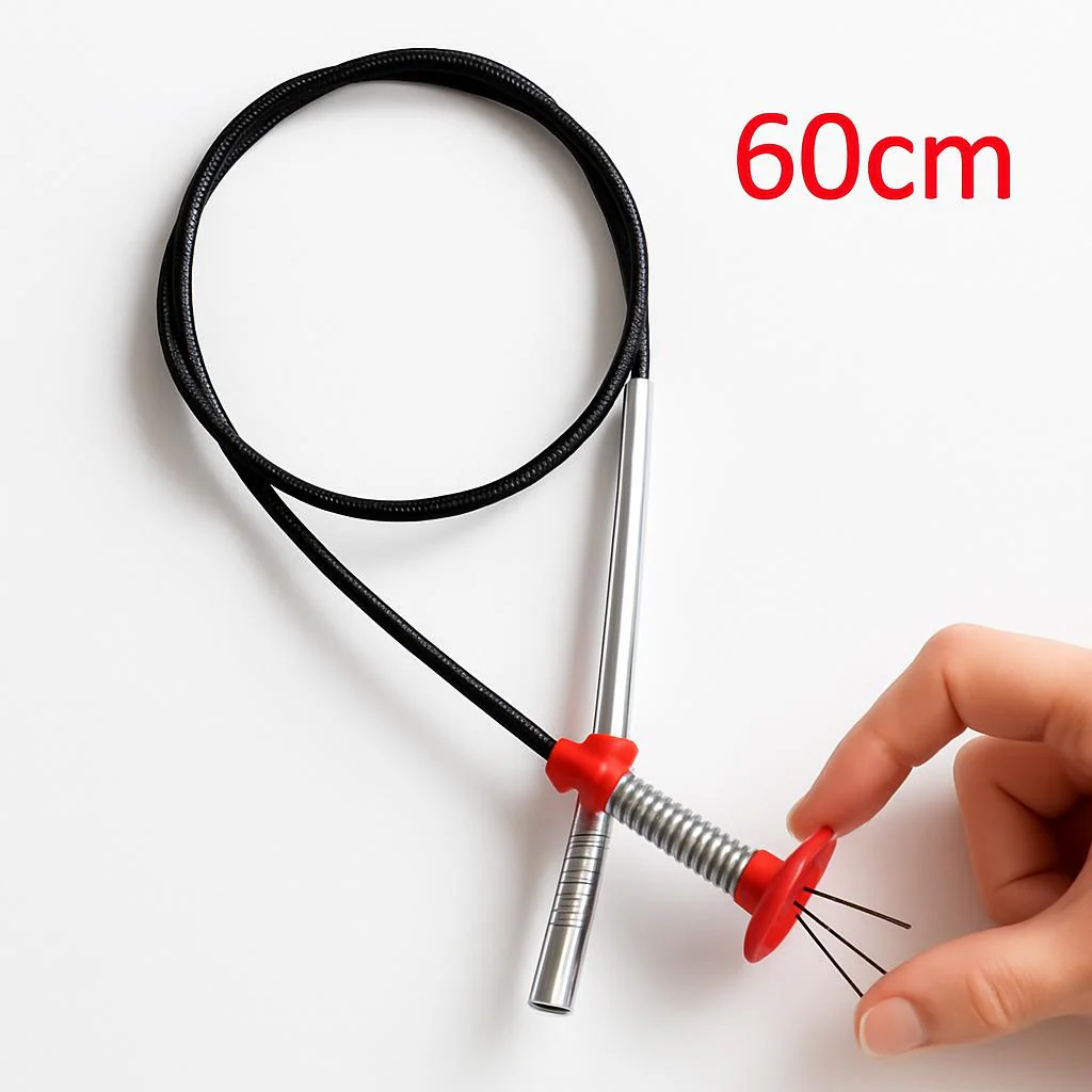Eco-Friendly Drain Clog Remover Tool - Metal Shaft, Red Handle, 60cm - Image 14