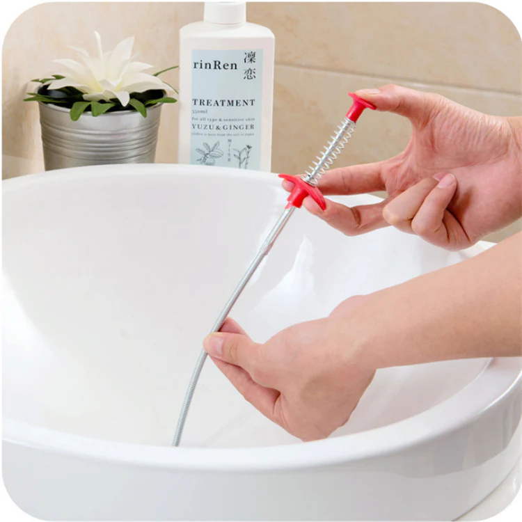 Eco-Friendly Drain Clog Remover Tool - Metal Shaft, Red Handle, 60cm - Image 17