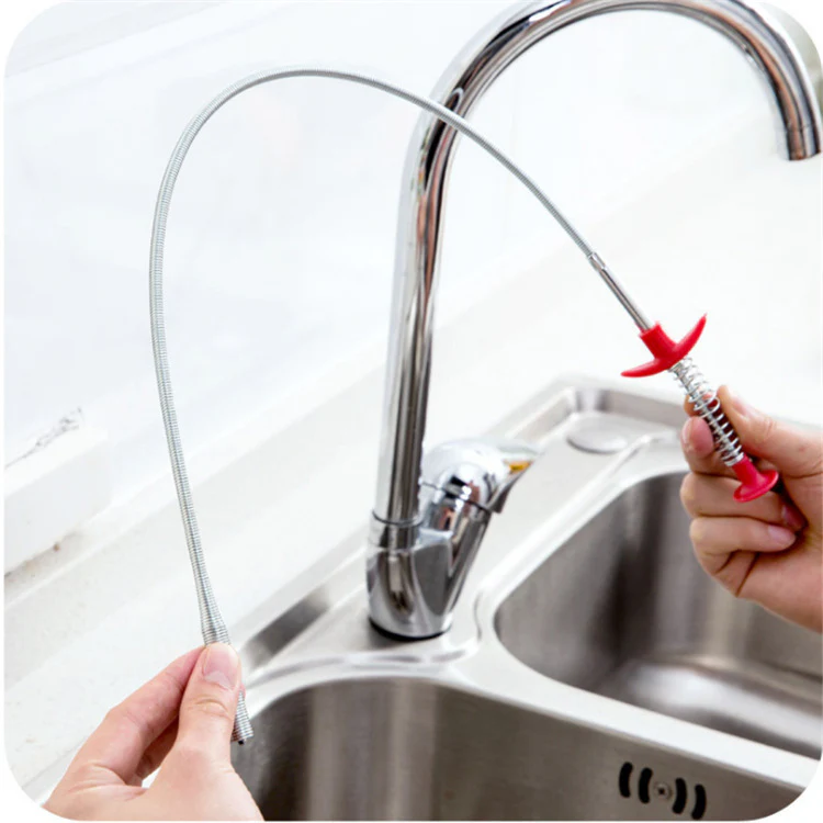 Eco-Friendly Drain Clog Remover Tool - Metal Shaft, Red Handle, 60cm - Image 22
