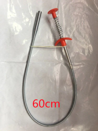 Eco-Friendly Drain Clog Remover Tool - Metal Shaft, Red Handle, 60cm - Image 25
