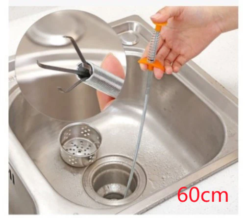 Eco-Friendly Drain Clog Remover Tool - Metal Shaft, Red Handle, 60cm - Image 26