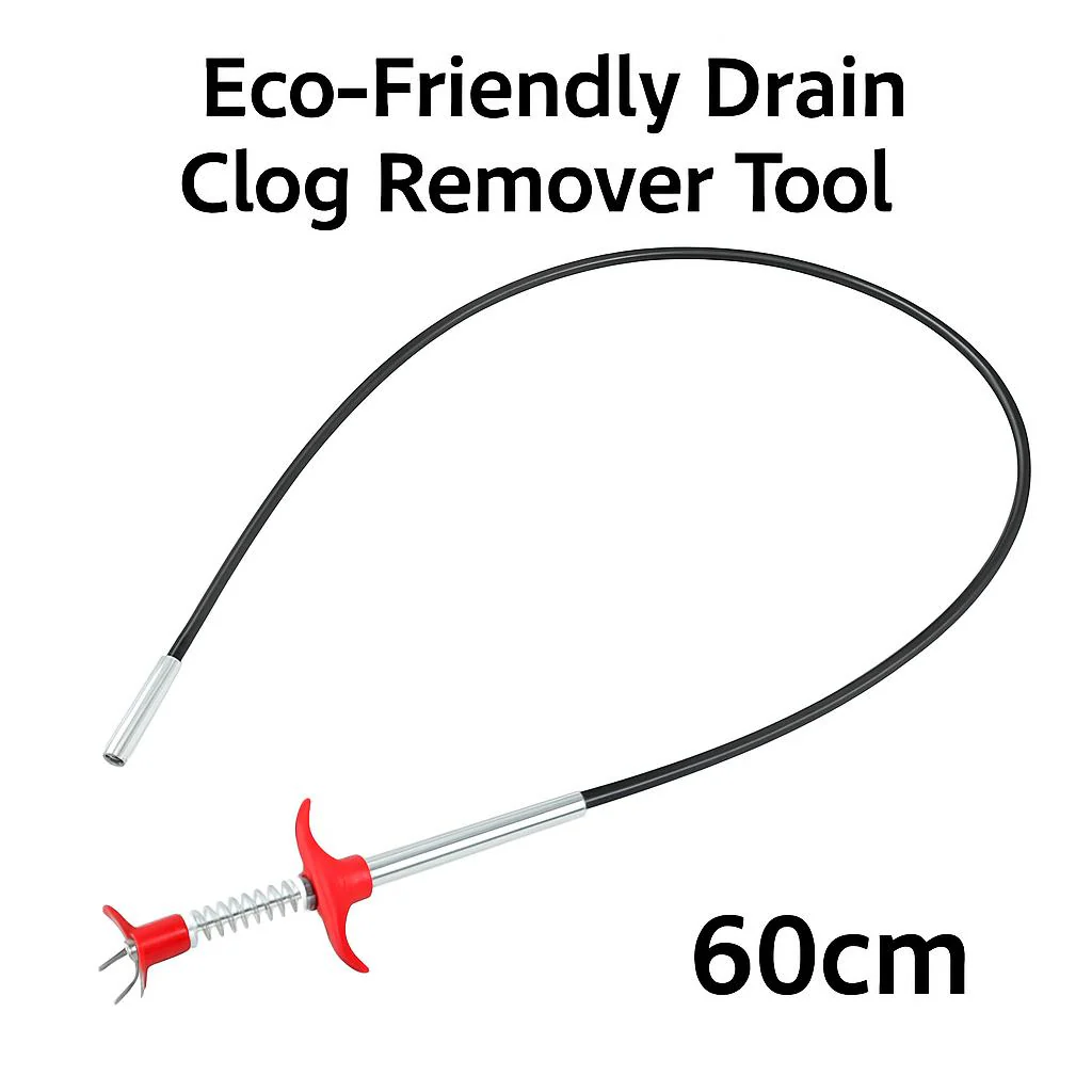 Eco-Friendly Drain Clog Remover Tool - Metal Shaft, Red Handle, 60cm - Image 8