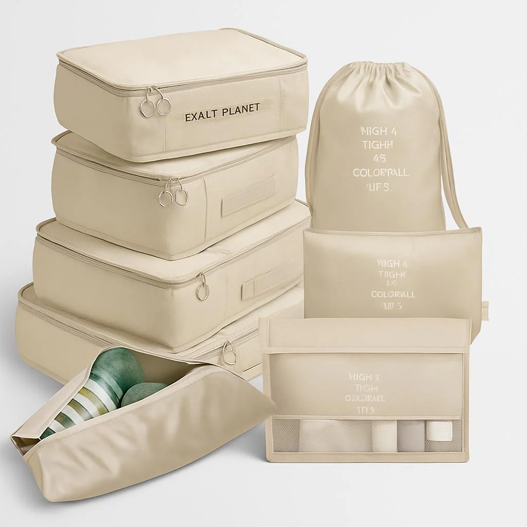 Eco-Friendly Travel Packing Cubes & Bags Set for Sustainable Organization - Image 11