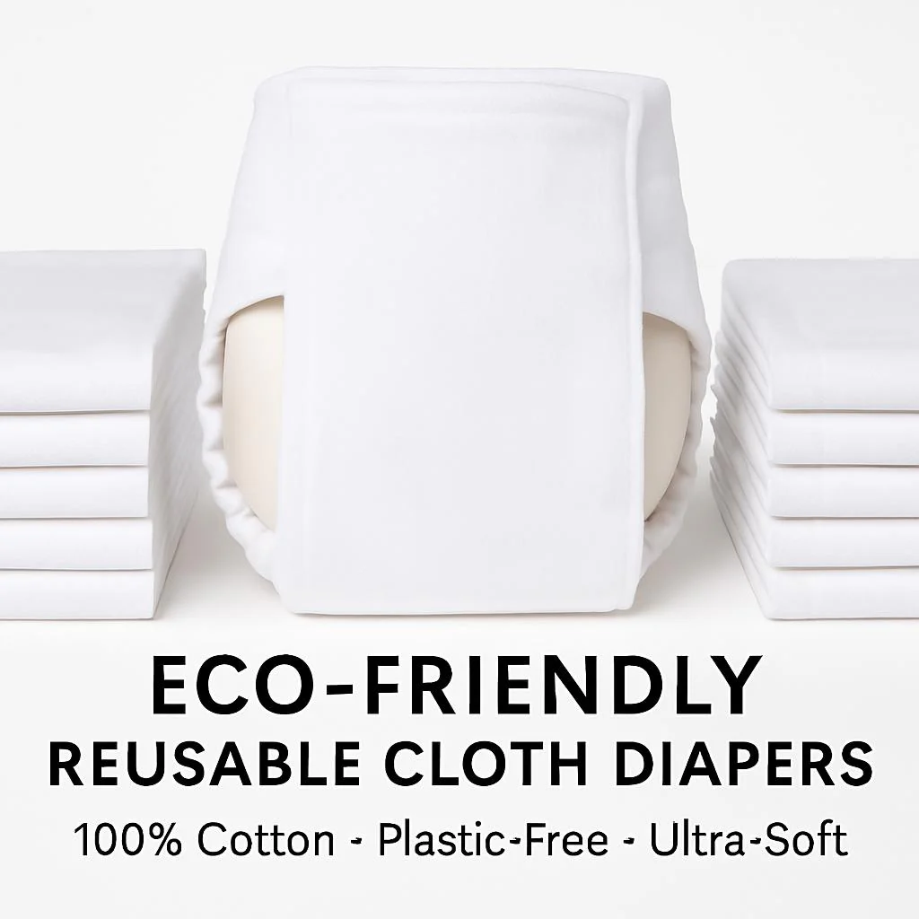 Eco-Friendly Reusable Cloth Diapers - 100% Cotton, Plastic-Free, Ultra-Soft - Image 4