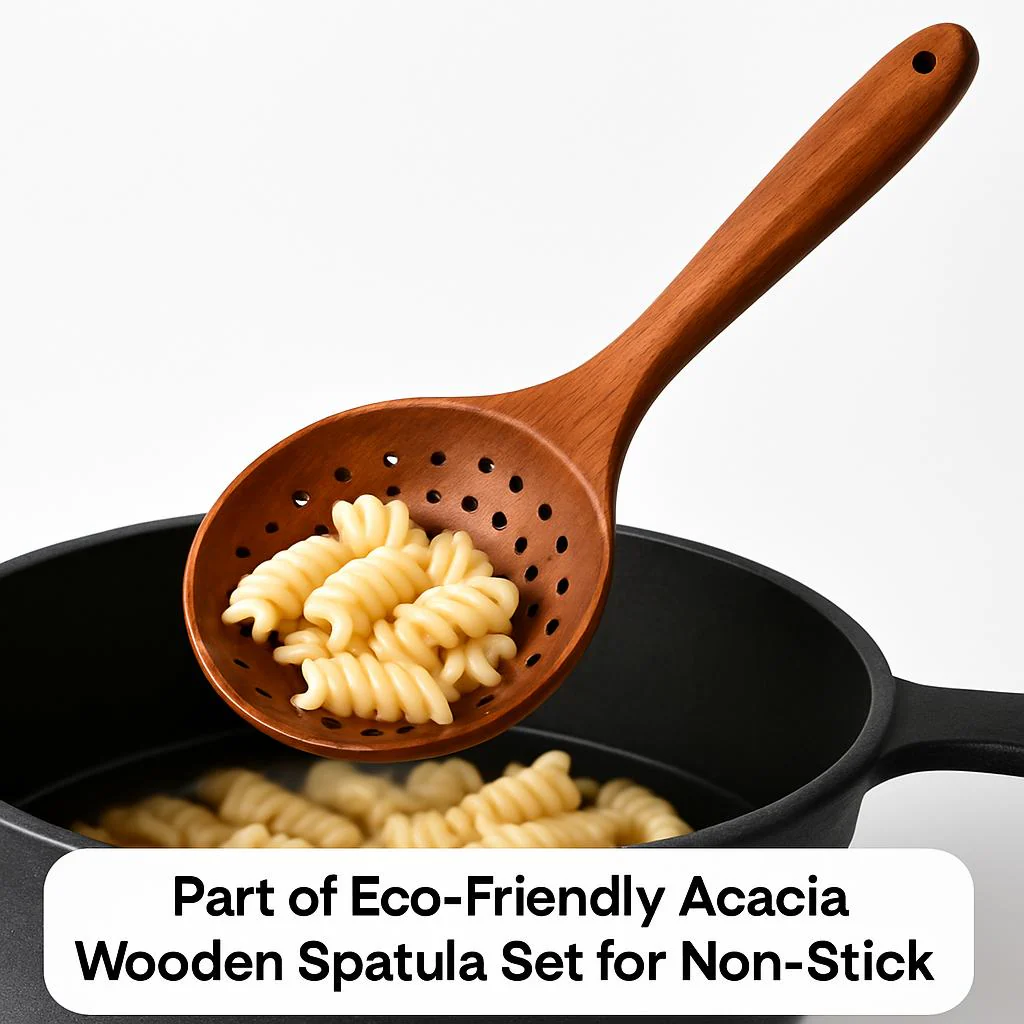 Eco-Friendly Acacia Wooden Spatula Set for Non-Stick Cookware - Image 10