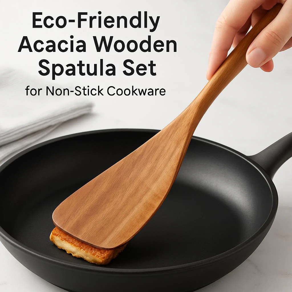 Eco-Friendly Acacia Wooden Spatula Set for Non-Stick Cookware - Image 4
