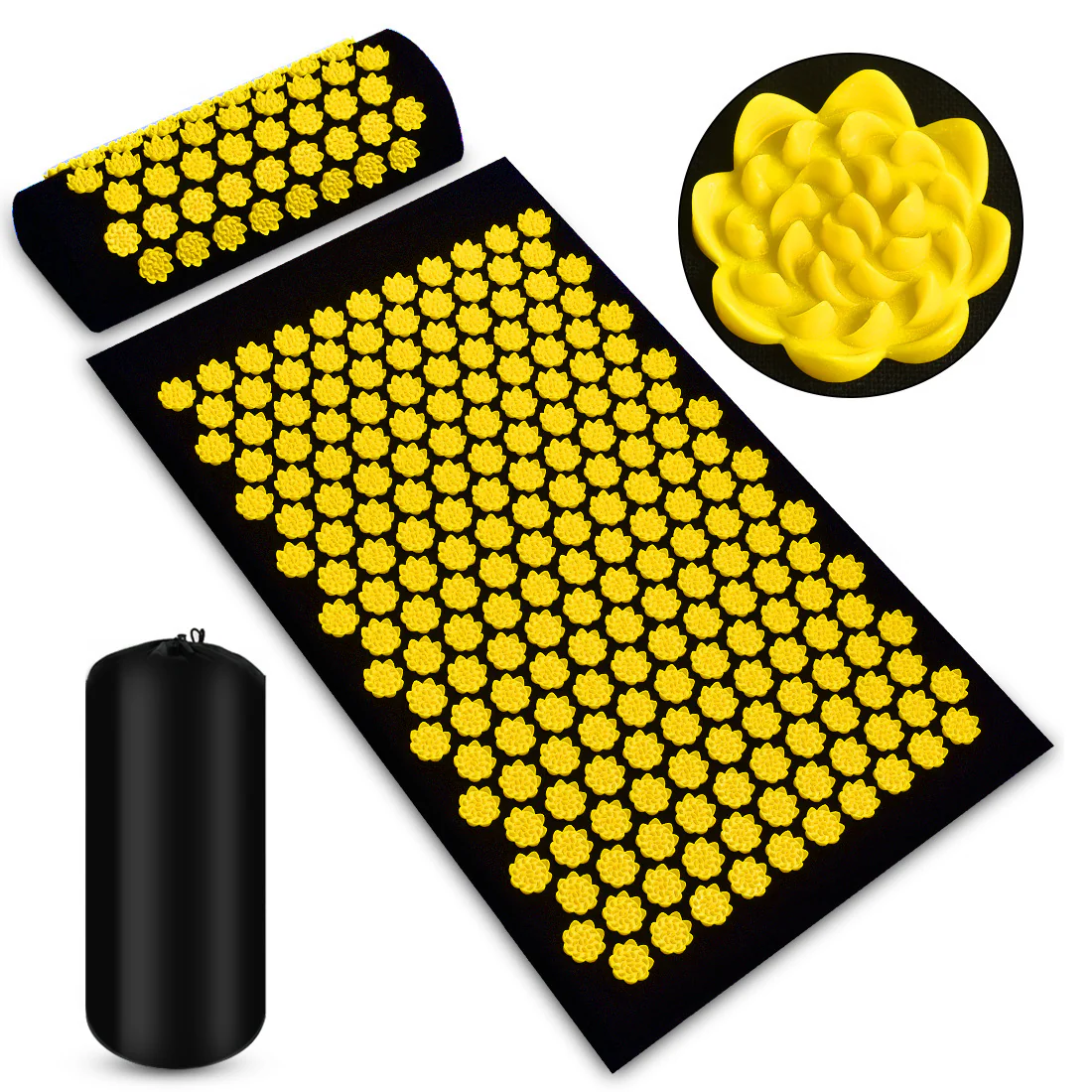 Black Acupressure Mat and Pillow Set for Wellness and Relaxation - Image 11