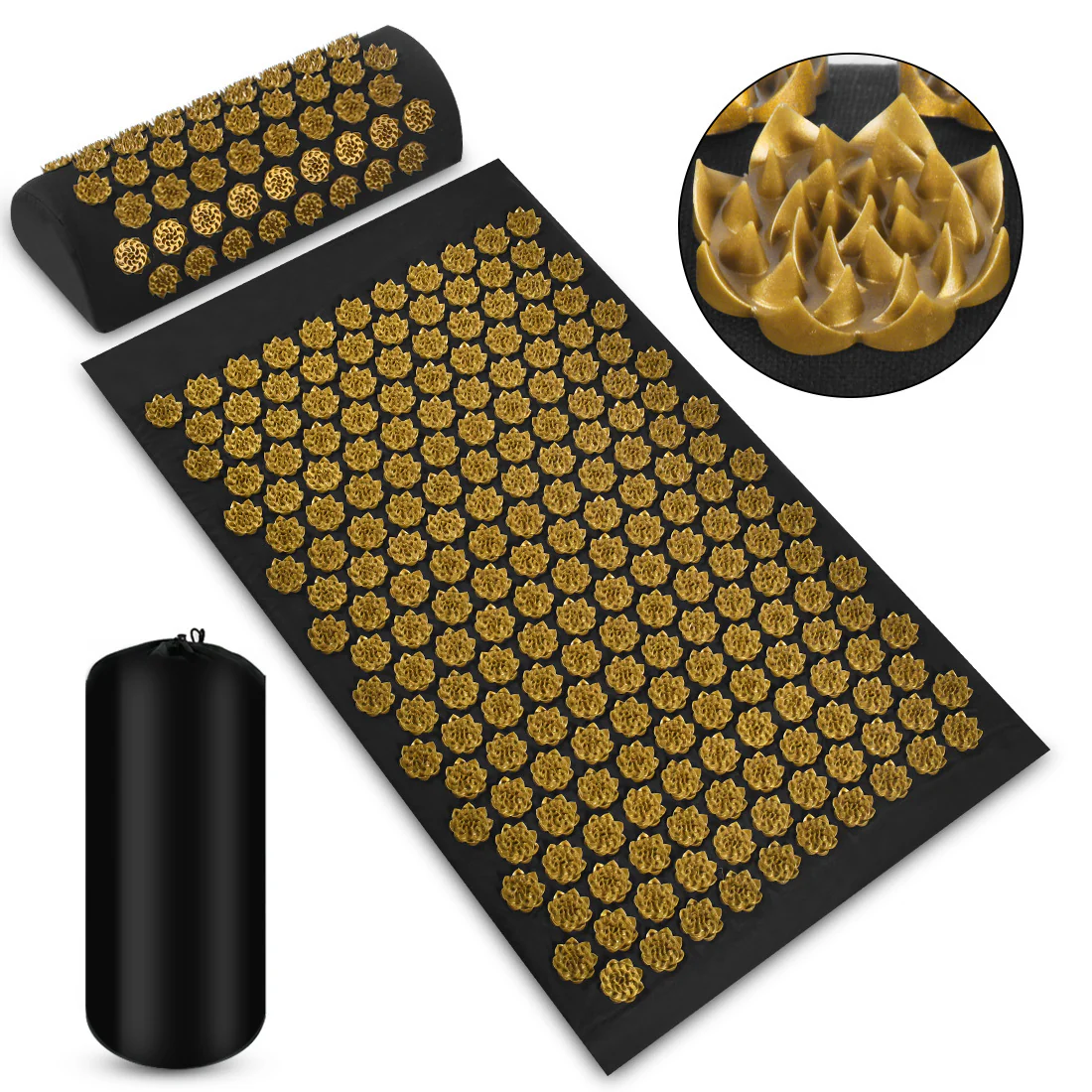 Black Acupressure Mat and Pillow Set for Wellness and Relaxation - Image 12