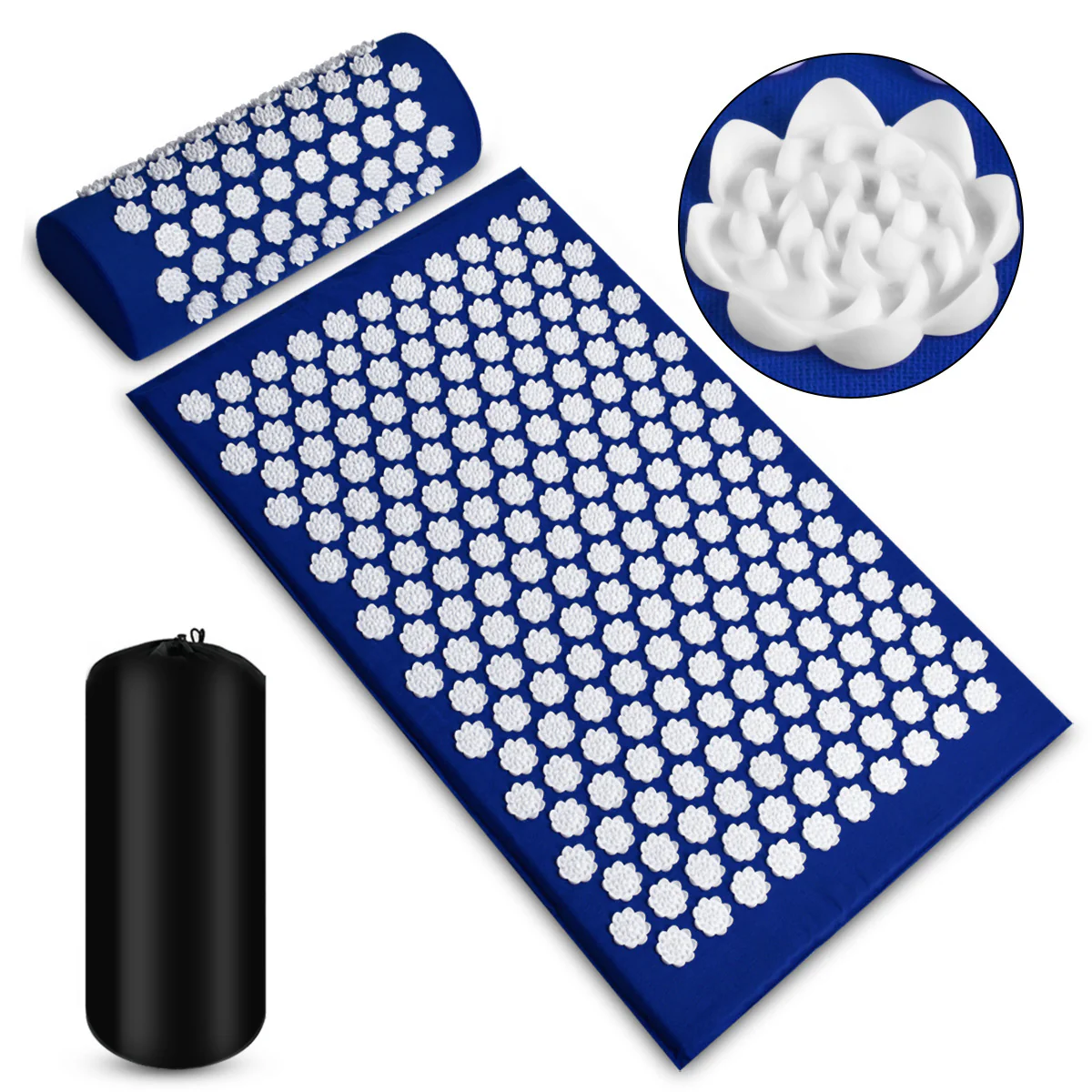 Black Acupressure Mat and Pillow Set for Wellness and Relaxation - Image 13