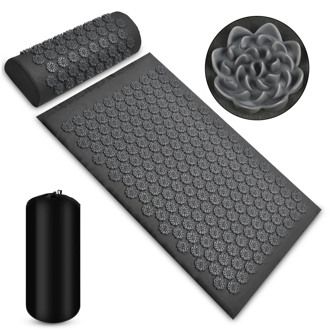 Black Acupressure Mat and Pillow Set for Wellness and Relaxation - Image 15