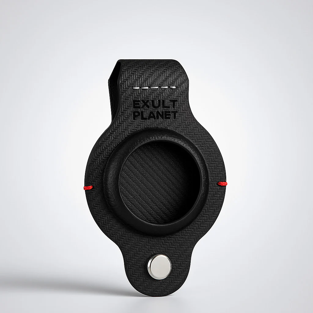 Durable Black AirTag Keychain Holder for Secure Tracking