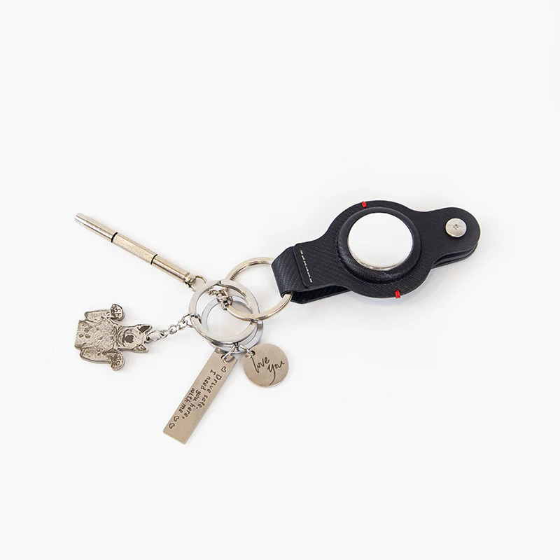 Durable Black AirTag Keychain Holder for Secure Tracking - Image 13