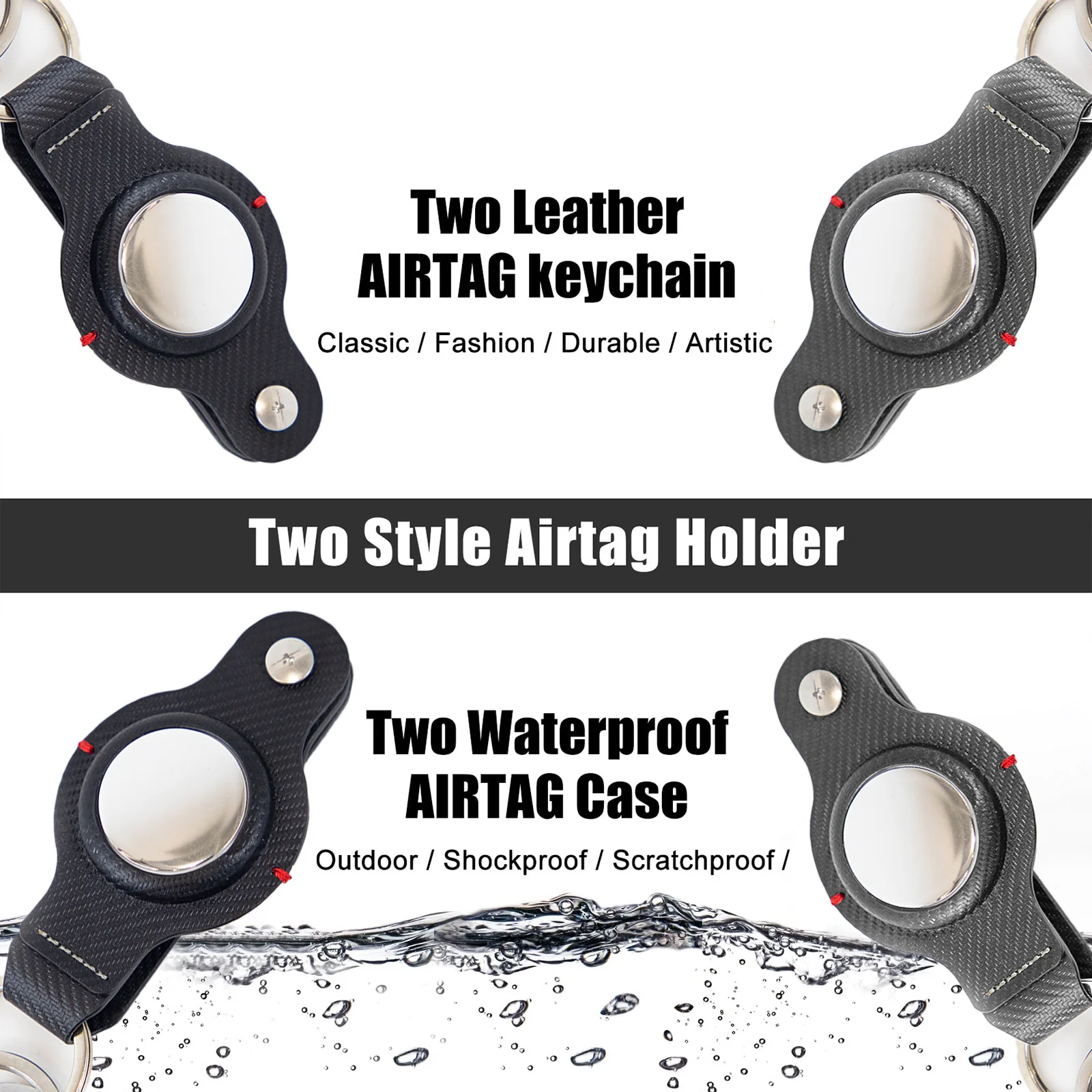 Durable Black AirTag Keychain Holder for Secure Tracking - Image 18