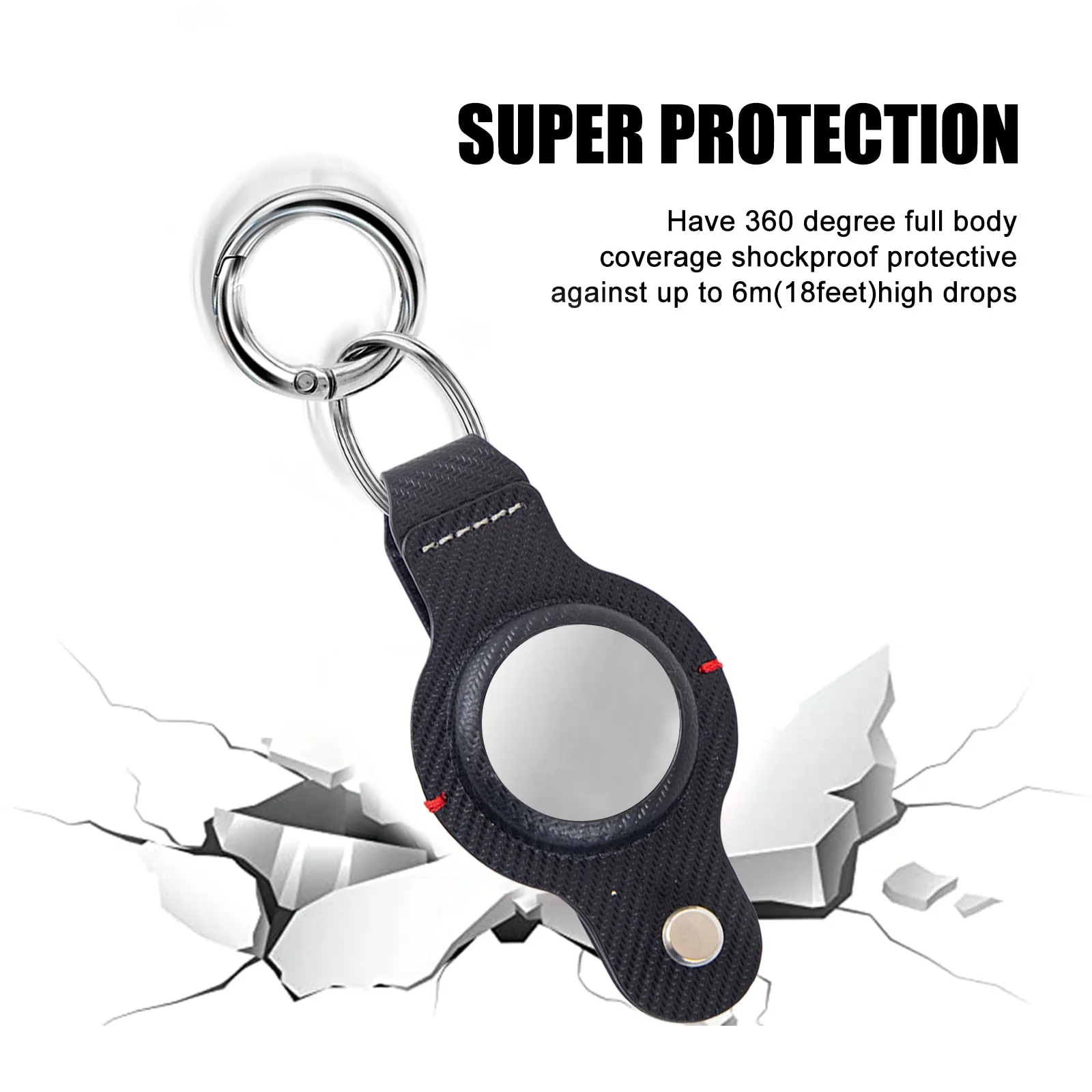 Durable Black AirTag Keychain Holder for Secure Tracking - Image 20