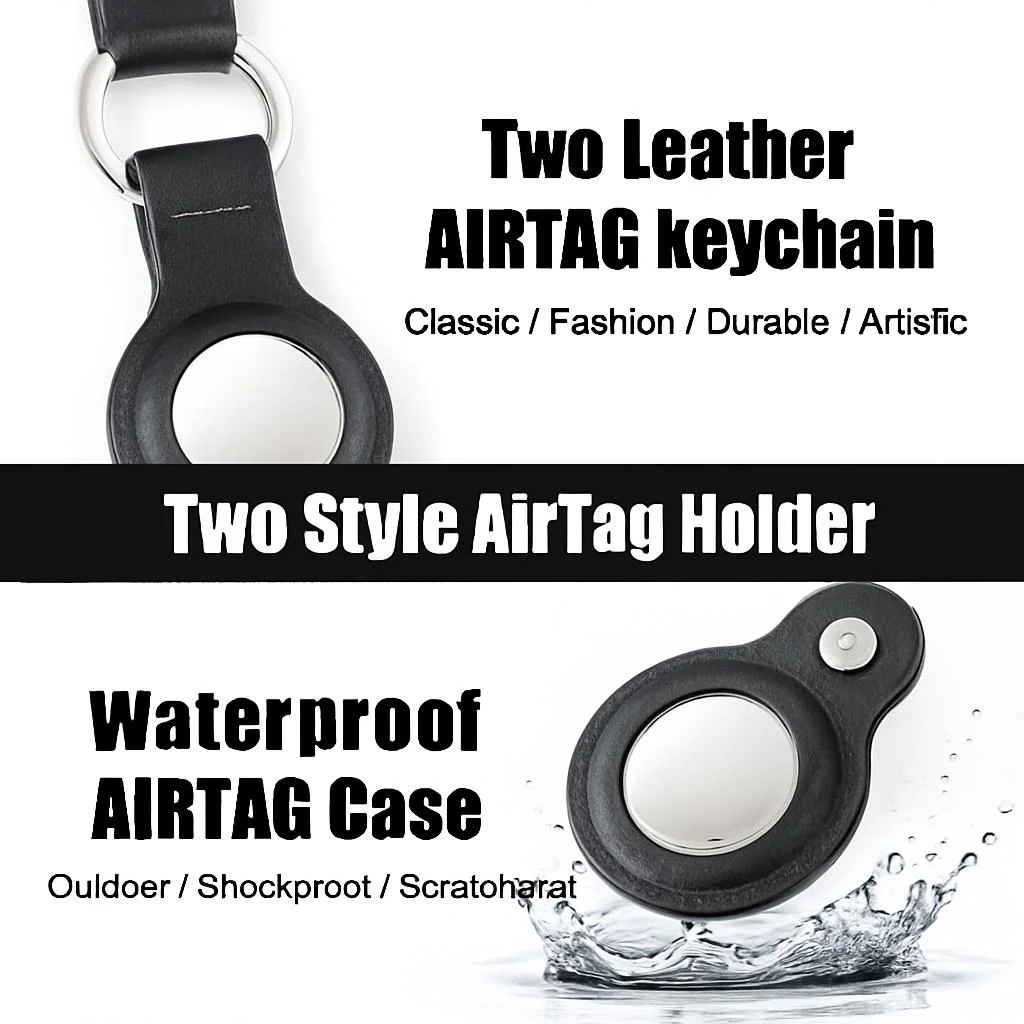 Durable Black AirTag Keychain Holder for Secure Tracking - Image 4