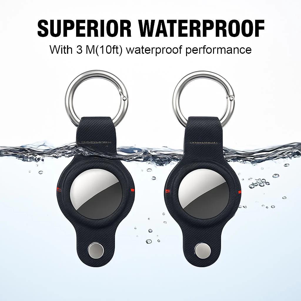 Durable Black AirTag Keychain Holder for Secure Tracking - Image 5