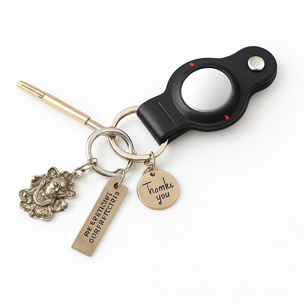 Durable Black AirTag Keychain Holder for Secure Tracking - Image 8
