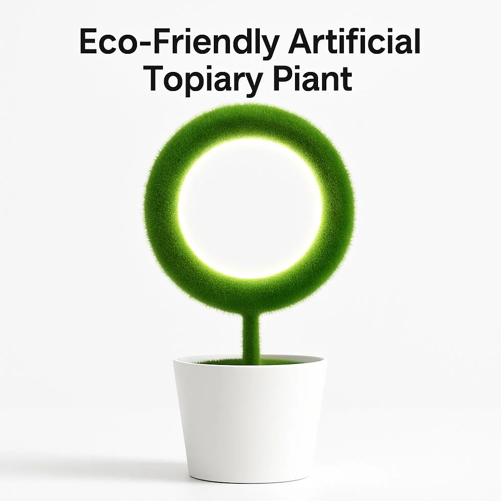 Eco-Friendly Artificial Topiary Plant in White Pot - Image 2