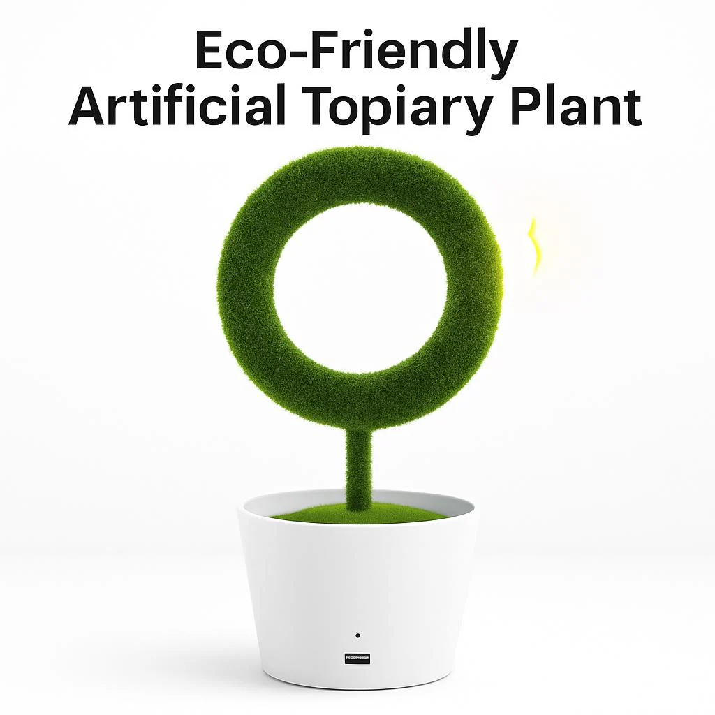 Eco-Friendly Artificial Topiary Plant in White Pot - Image 6
