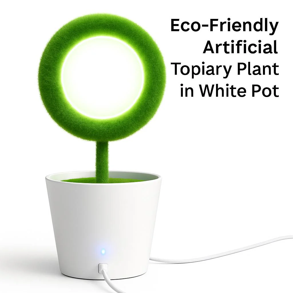 Eco-Friendly Artificial Topiary Plant in White Pot - Image 7