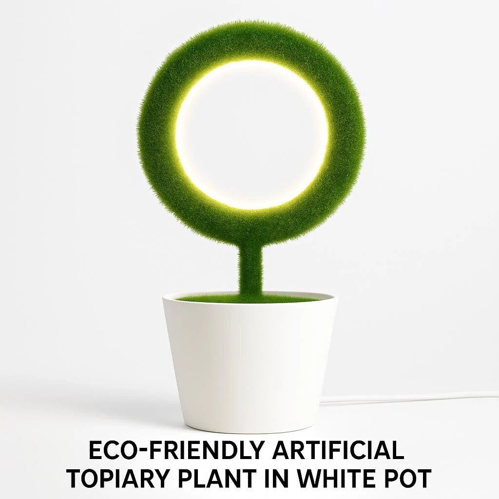 Eco-Friendly Artificial Topiary Plant in White Pot - Image 8