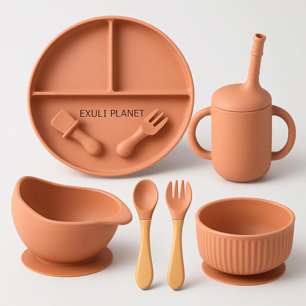 Eco-Friendly Pink Silicone Baby Feeding Plate Set - Image 10