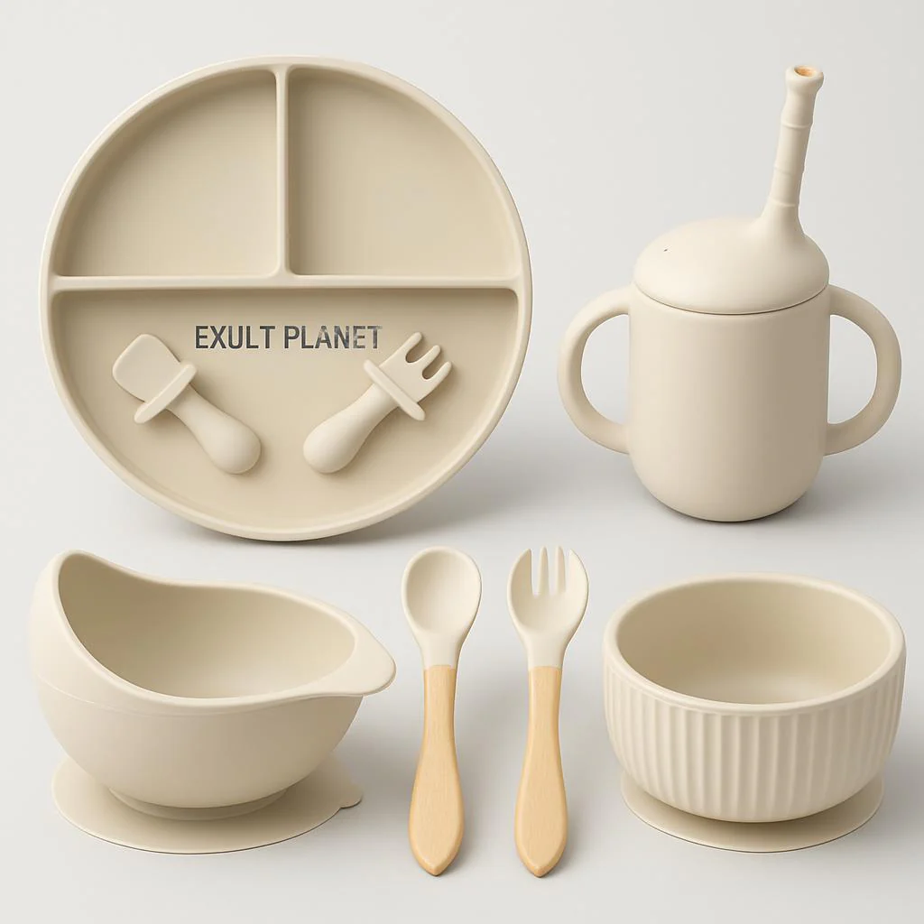 Eco-Friendly Pink Silicone Baby Feeding Plate Set - Image 11