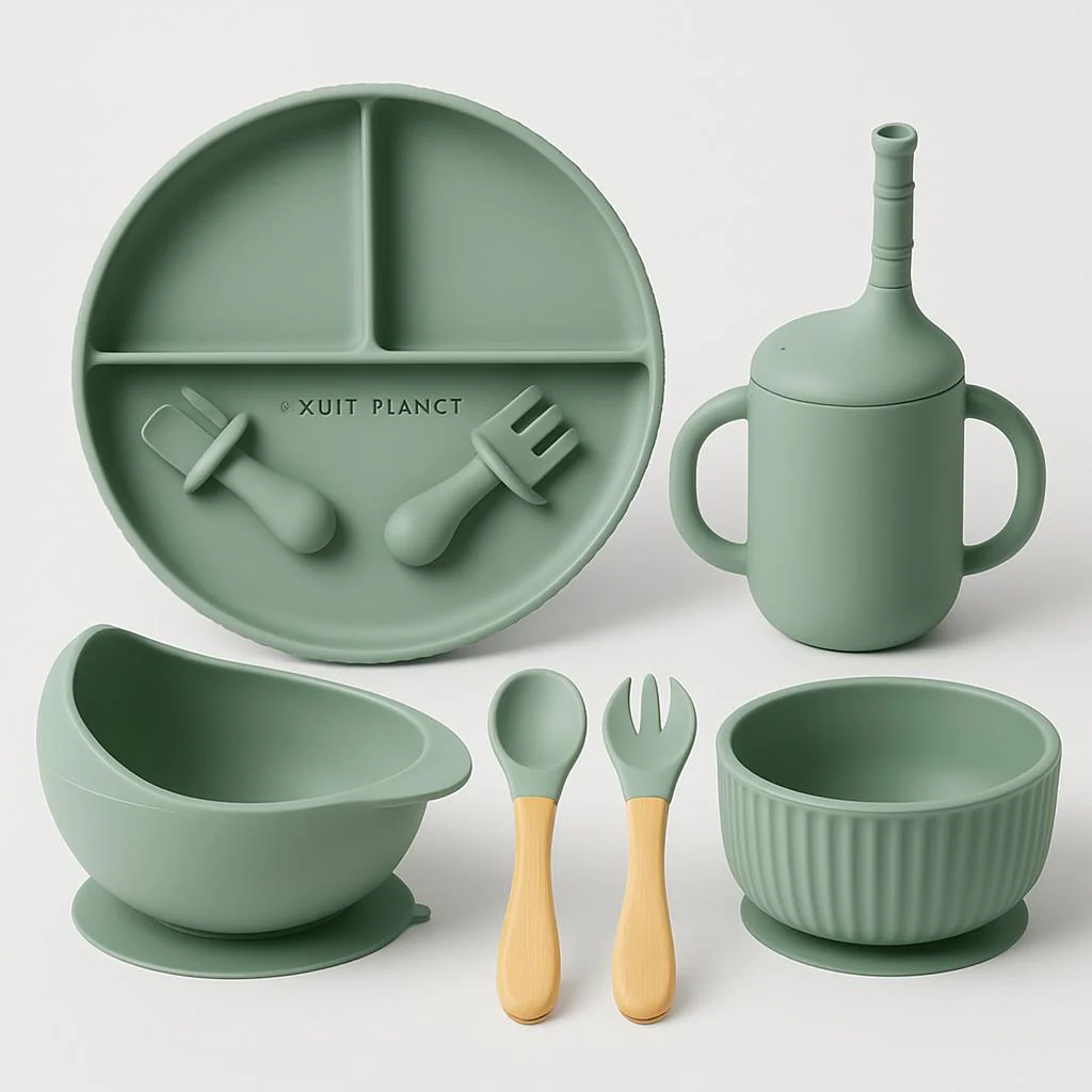 Eco-Friendly Pink Silicone Baby Feeding Plate Set - Image 12