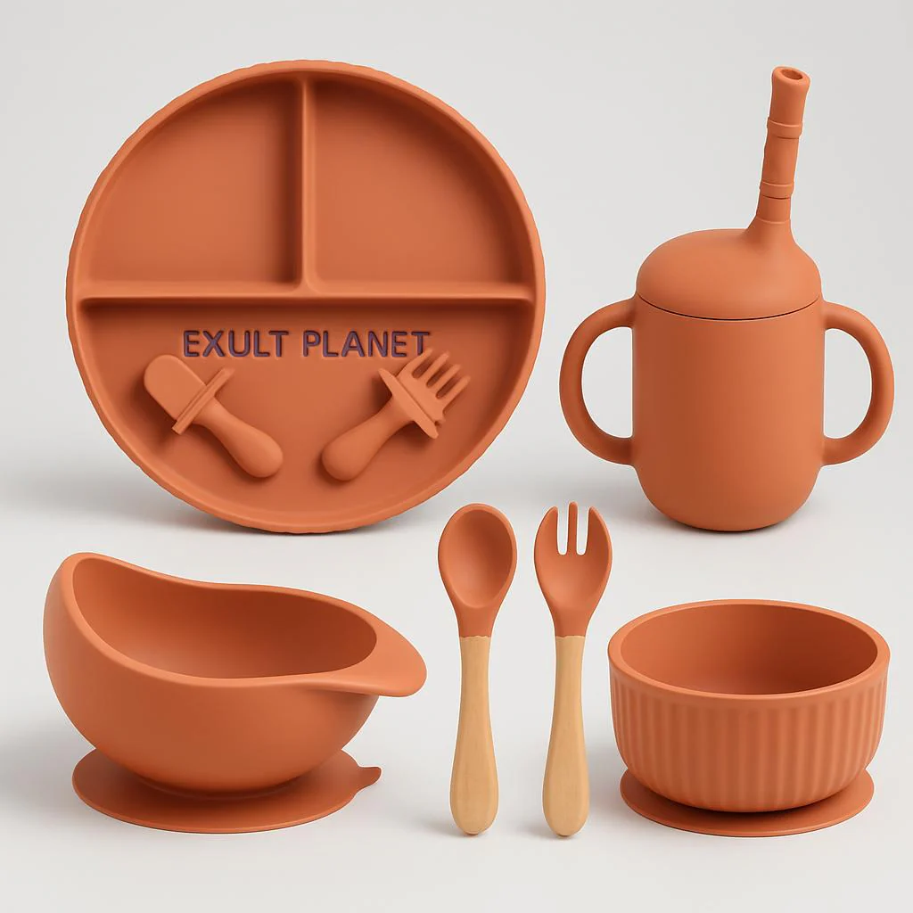 Eco-Friendly Pink Silicone Baby Feeding Plate Set - Image 13