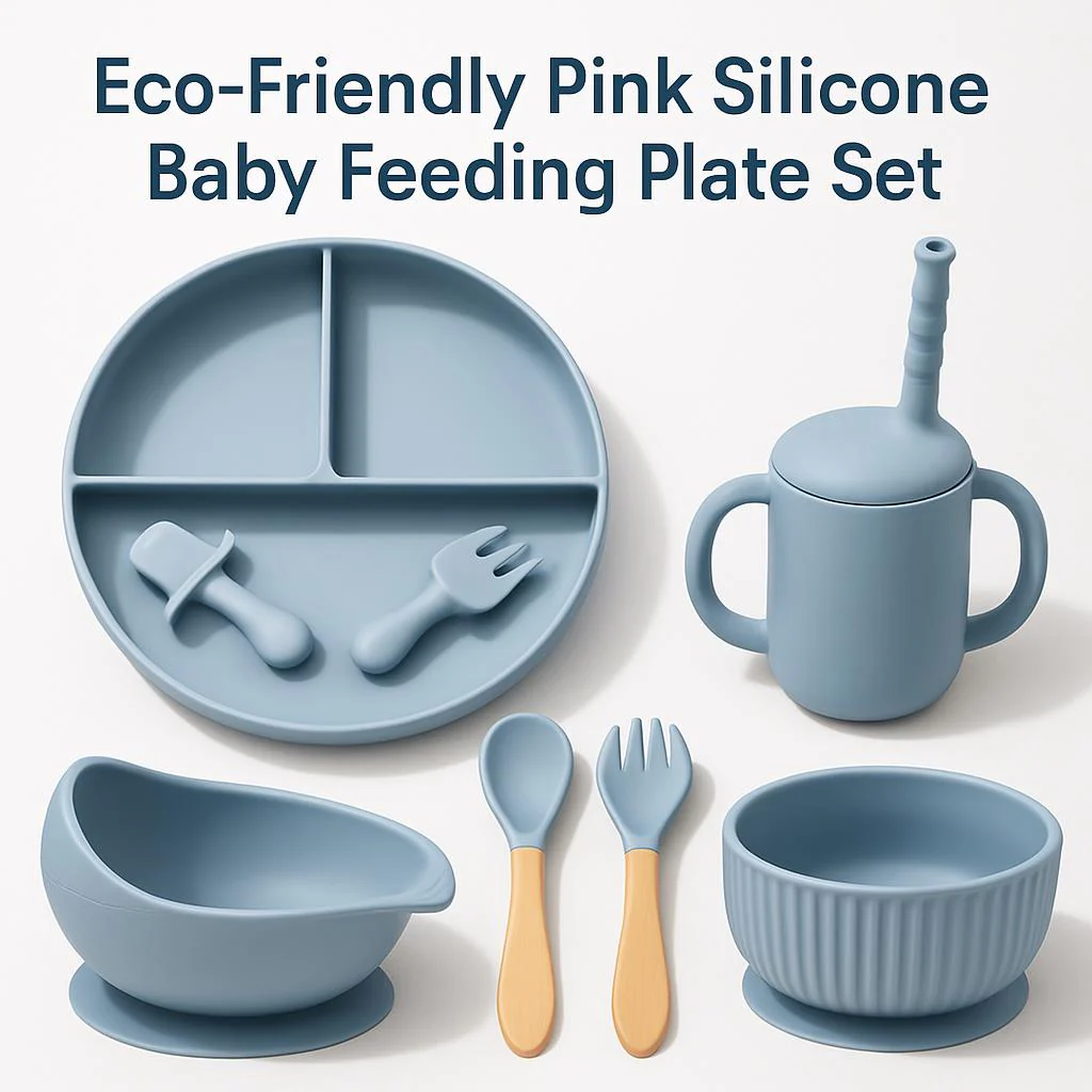 Eco-Friendly Pink Silicone Baby Feeding Plate Set - Image 18