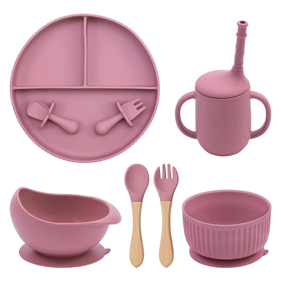 Eco-Friendly Pink Silicone Baby Feeding Plate Set - Image 26