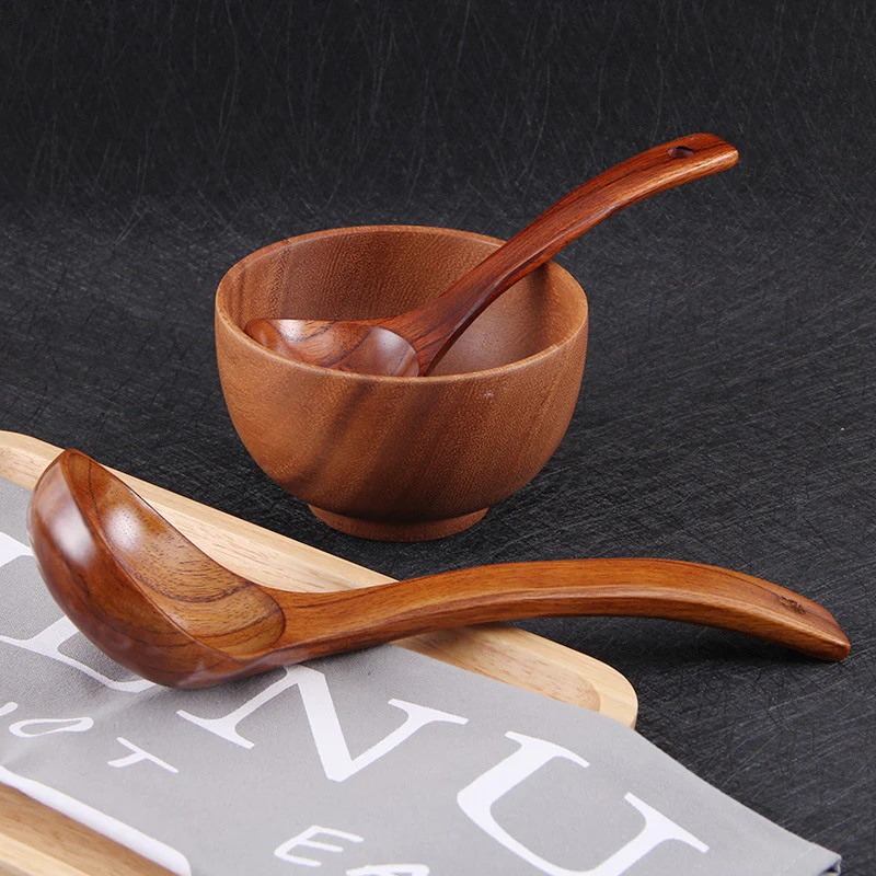 Eco-Friendly Curved Wooden Soup Spoon for Dining - Image 13