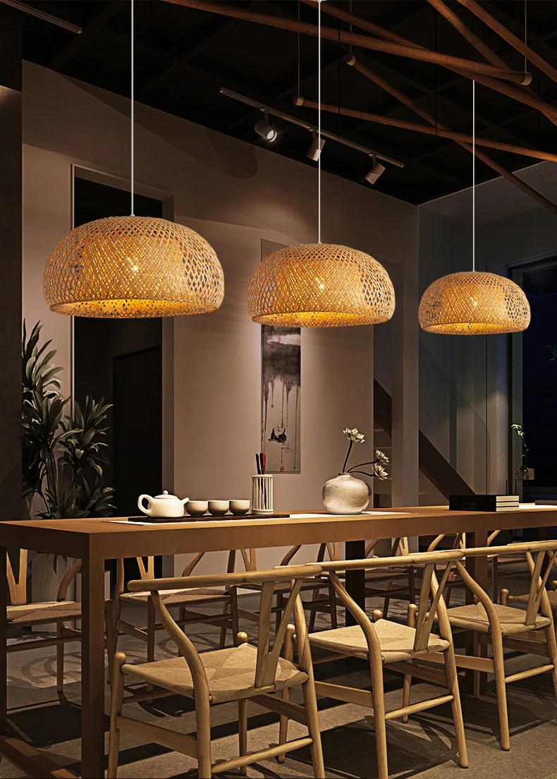 Bamboo Lantern 30cm Pendant Lamp Natural Rattan Wicker E27 LED Chandeliers Hand-Woven Lampshades Lighting Fixture Hanging Light - Image 10