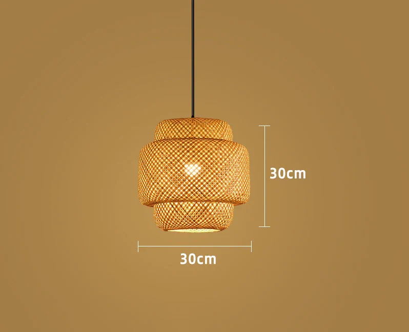 Bamboo Lantern 30cm Pendant Lamp Natural Rattan Wicker E27 LED Chandeliers Hand-Woven Lampshades Lighting Fixture Hanging Light - Image 20