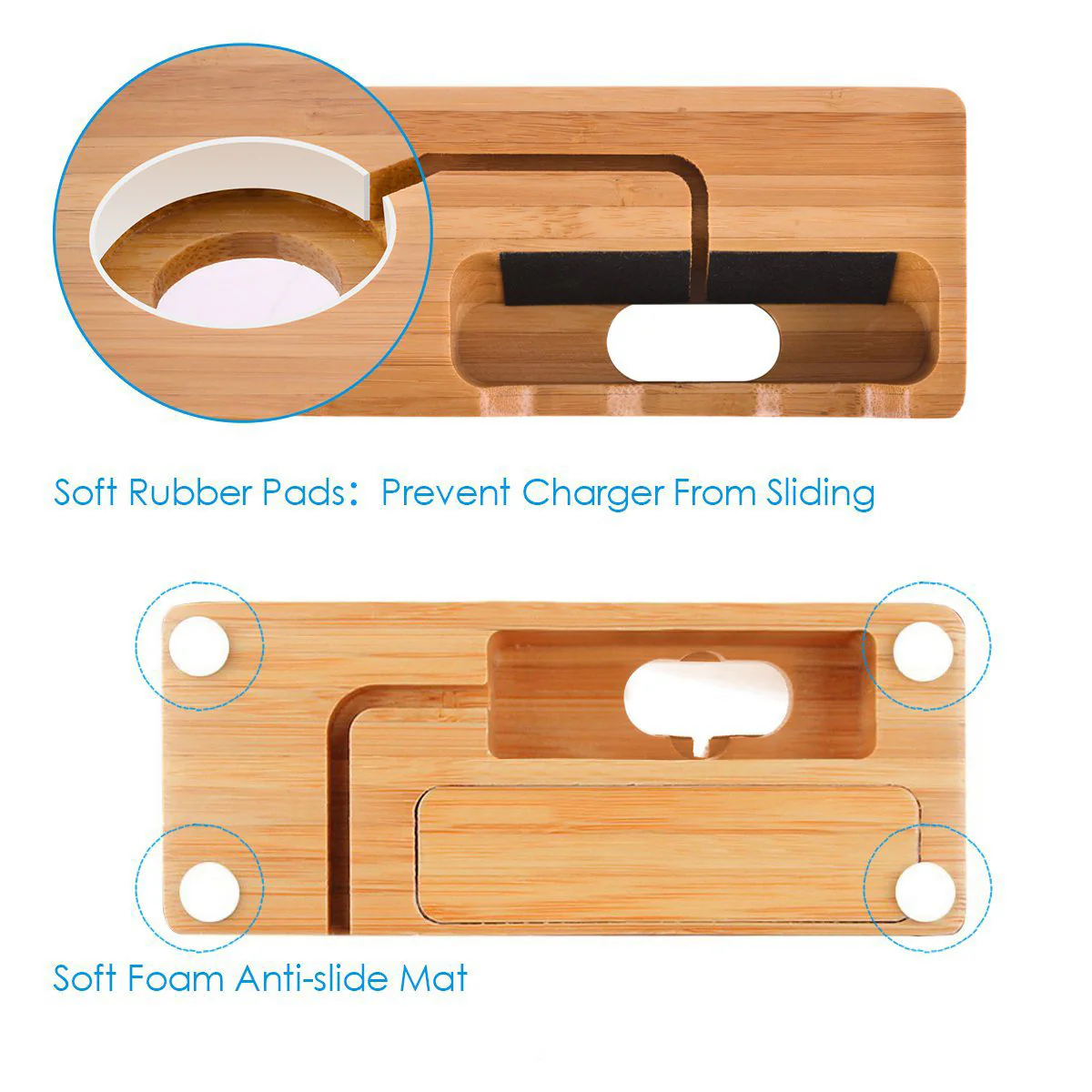 Bamboo Multi-Device Charging Station - Eco-Friendly Desk Organizer - Image 11