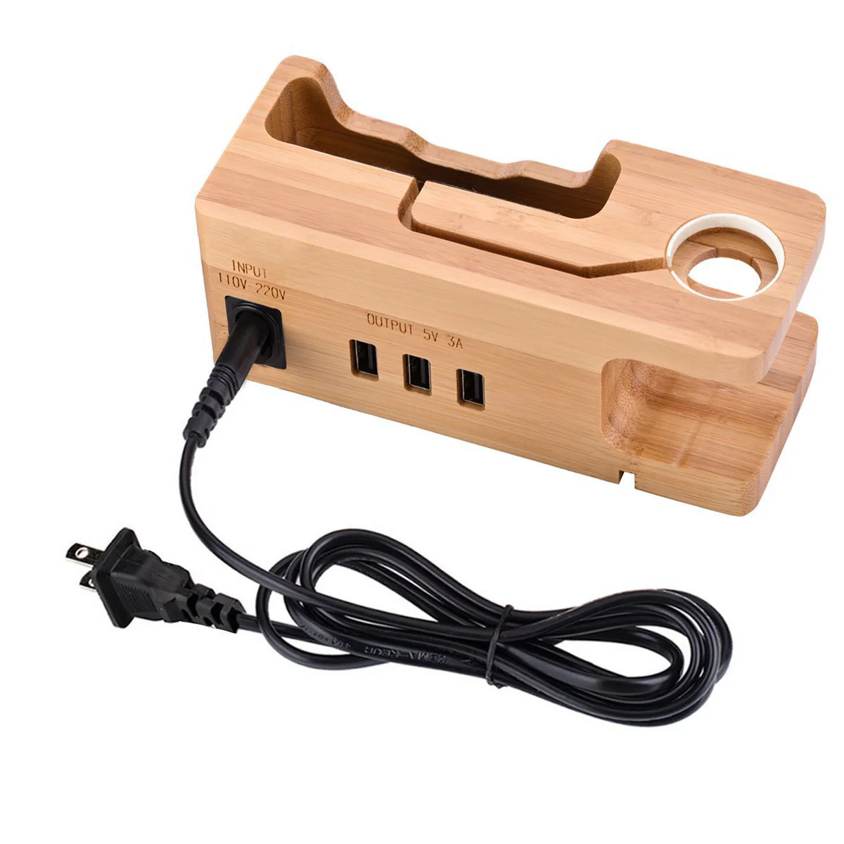 Bamboo Multi-Device Charging Station - Eco-Friendly Desk Organizer - Image 13