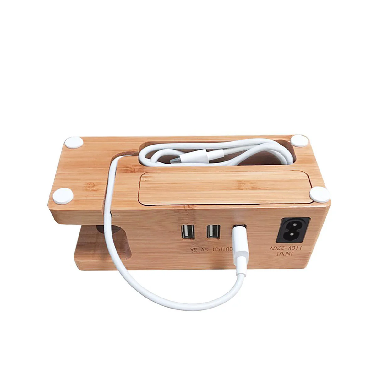Bamboo Multi-Device Charging Station - Eco-Friendly Desk Organizer - Image 15