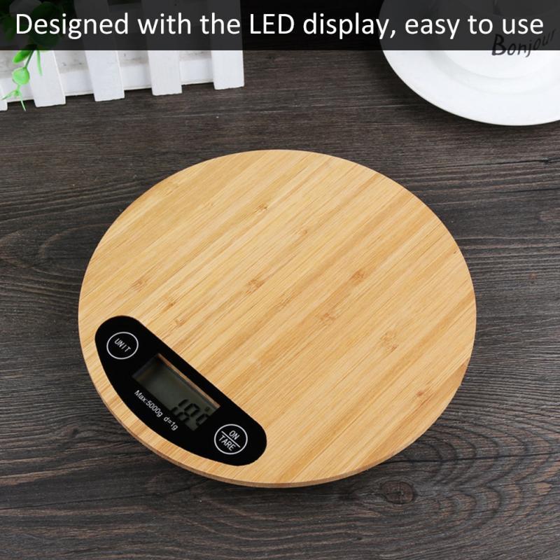 Eco-Friendly Bamboo Digital Kitchen Scale - Natural Wood Tone - Image 8