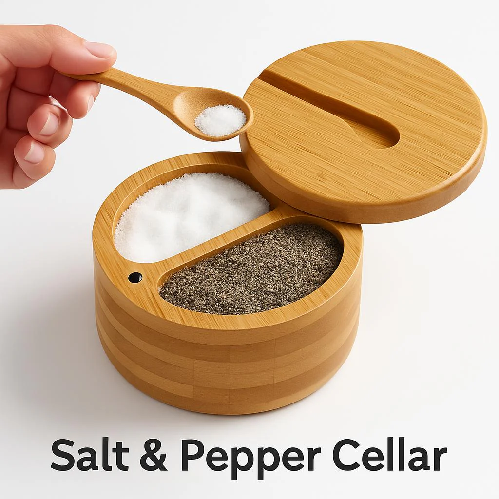 Eco-Friendly Bamboo Spice Box with Dual Compartments - Image 2