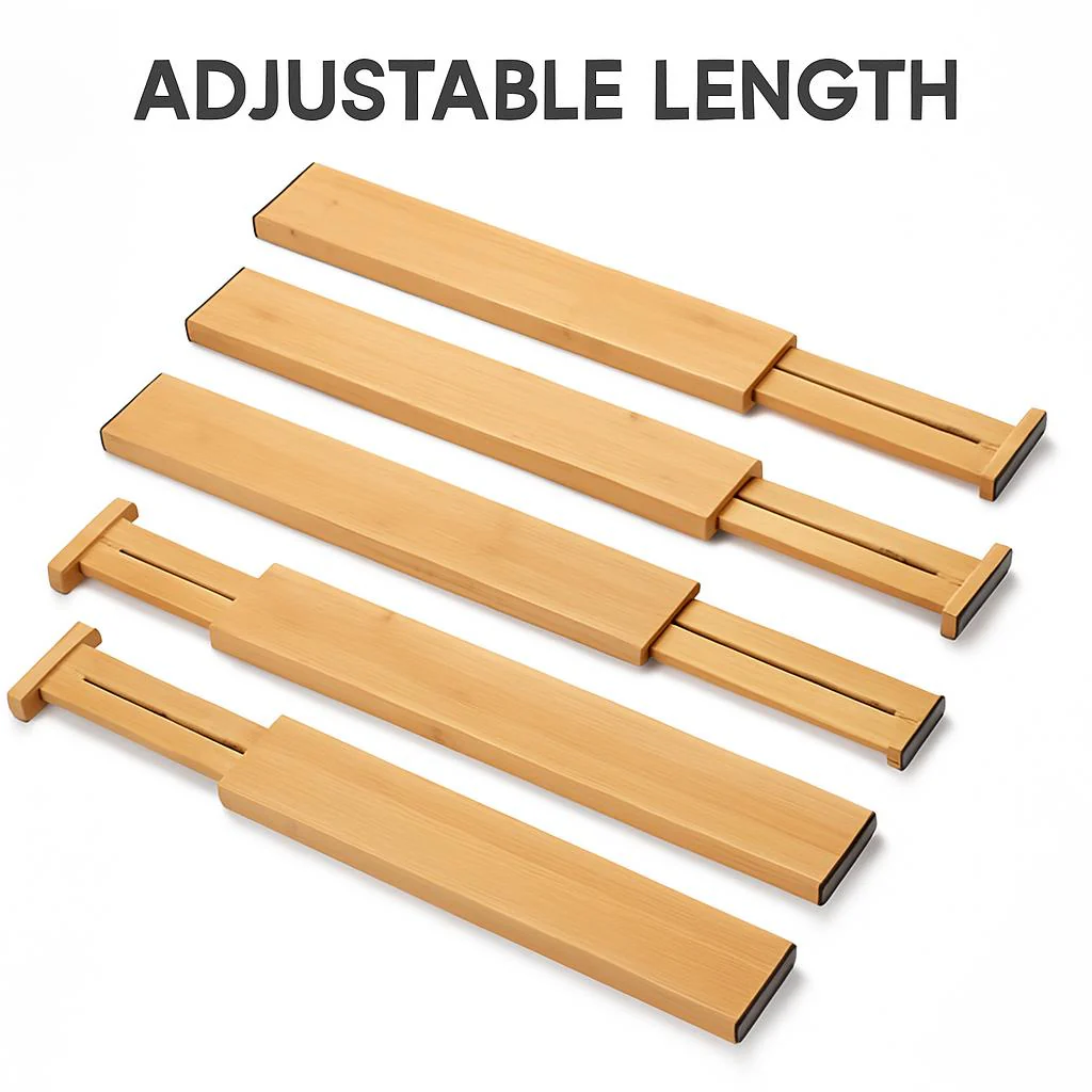 Eco-Friendly Bamboo Telescopic Partition for Home Organization - Image 2