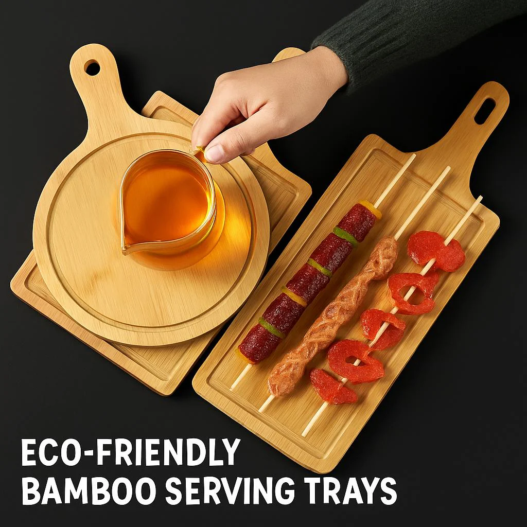 Eco-Friendly Bamboo Dessert and Pizza Serving Tray - Image 5