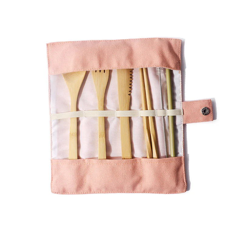 Eco-Friendly Bamboo Reusable Cutlery Set with Portable Pouch - Image 20