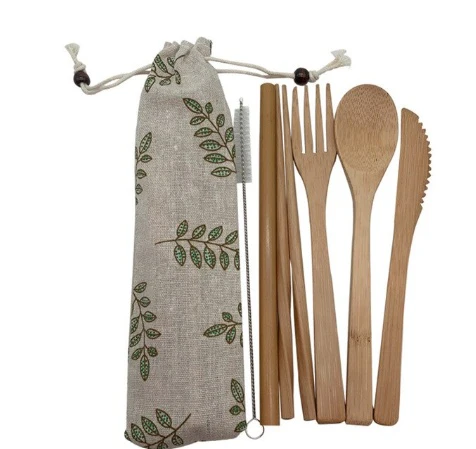 Eco-Friendly Bamboo Reusable Cutlery Set with Portable Pouch - Image 22