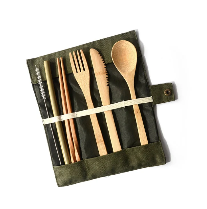 Eco-Friendly Bamboo Reusable Cutlery Set with Portable Pouch - Image 23
