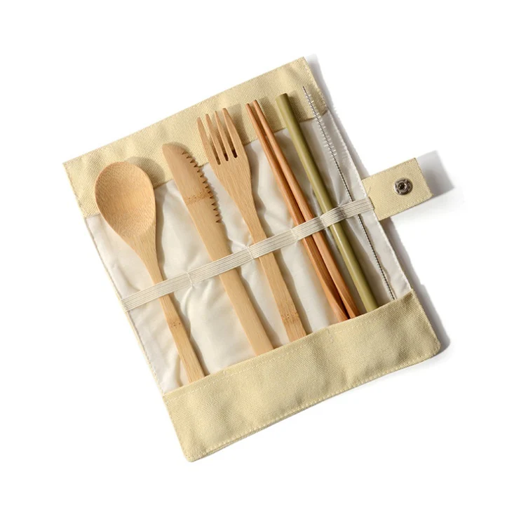 Eco-Friendly Bamboo Reusable Cutlery Set with Portable Pouch - Image 24