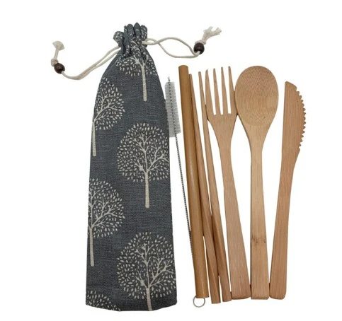 Eco-Friendly Bamboo Reusable Cutlery Set with Portable Pouch - Image 25