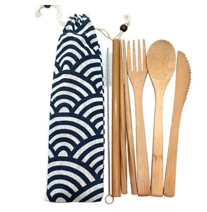 Eco-Friendly Bamboo Reusable Cutlery Set with Portable Pouch - Image 26