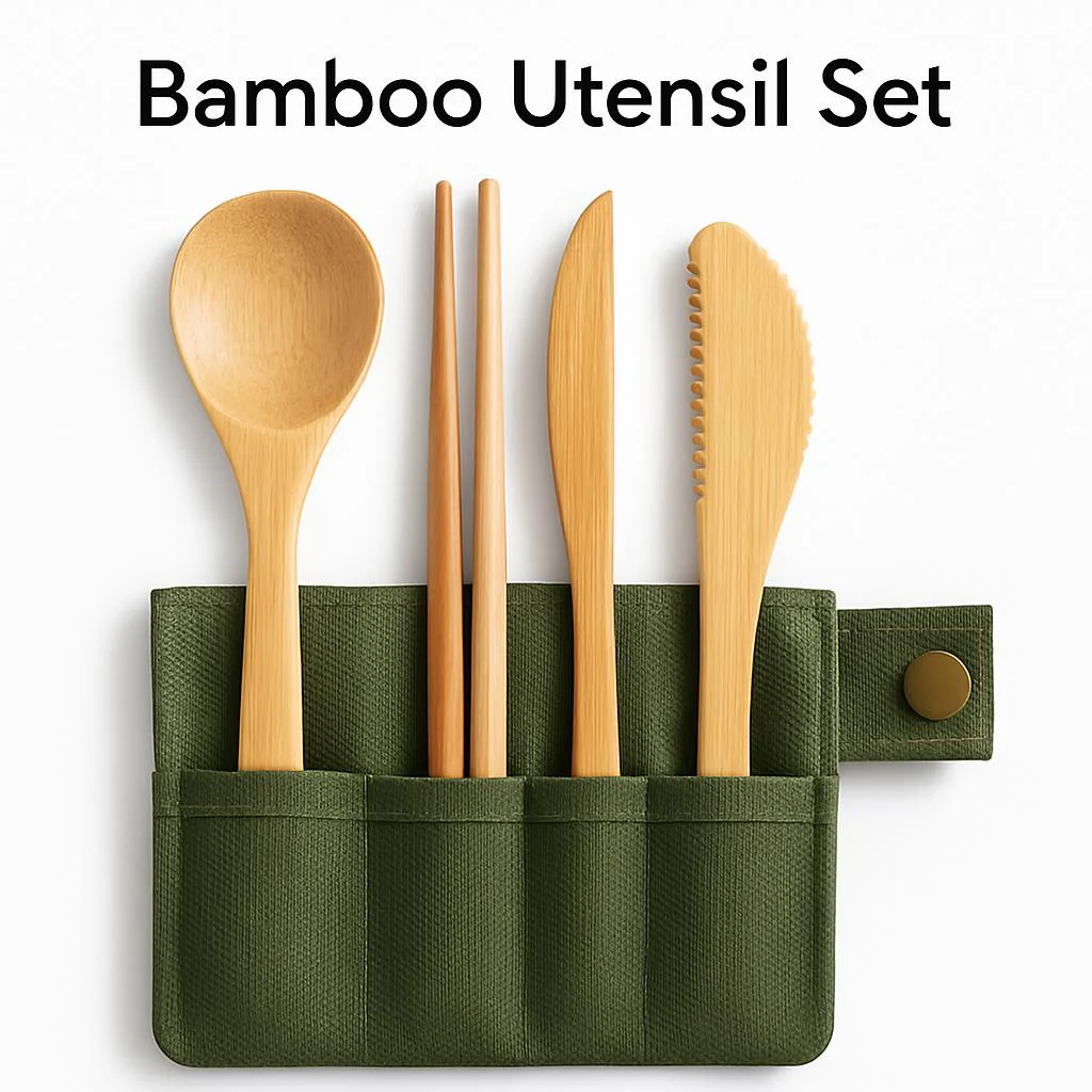 Eco-Friendly Bamboo Reusable Cutlery Set with Portable Pouch - Image 7